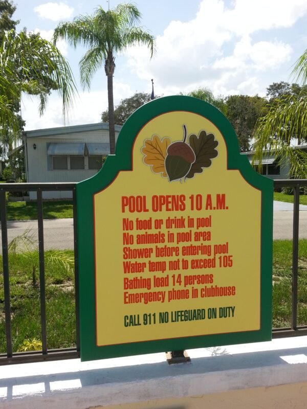Custom Signage – Oak Ridge Pool Rules by Skywatch Signs