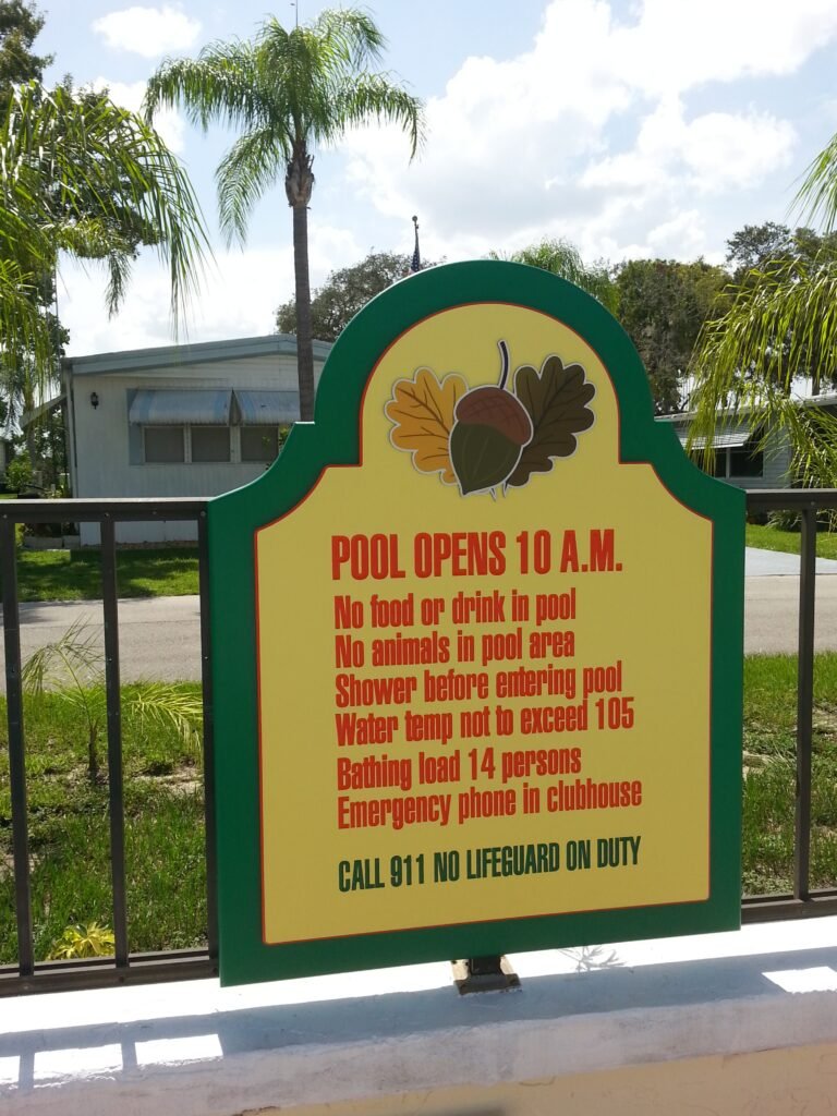 Custom Signage – Oak Ridge Pool Rules by Skywatch Signs