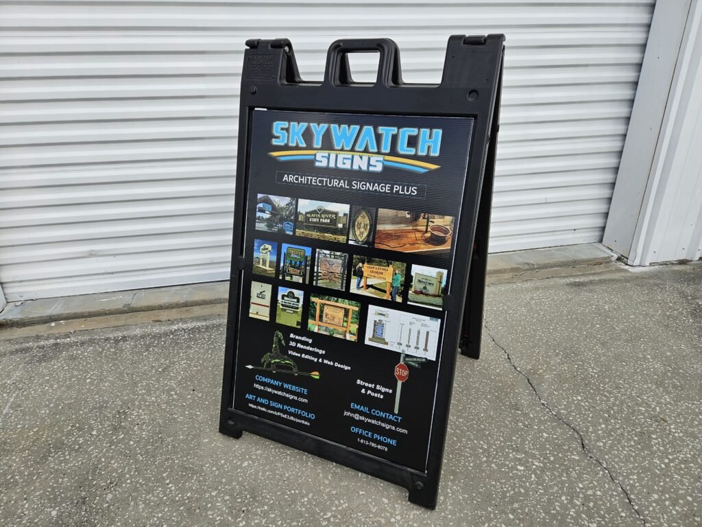 Custom Signage–a-frame-signs by Skywatch Signs.