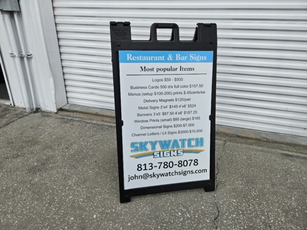 Custom Signage–a-frame-signs by Skywatch Signs.
