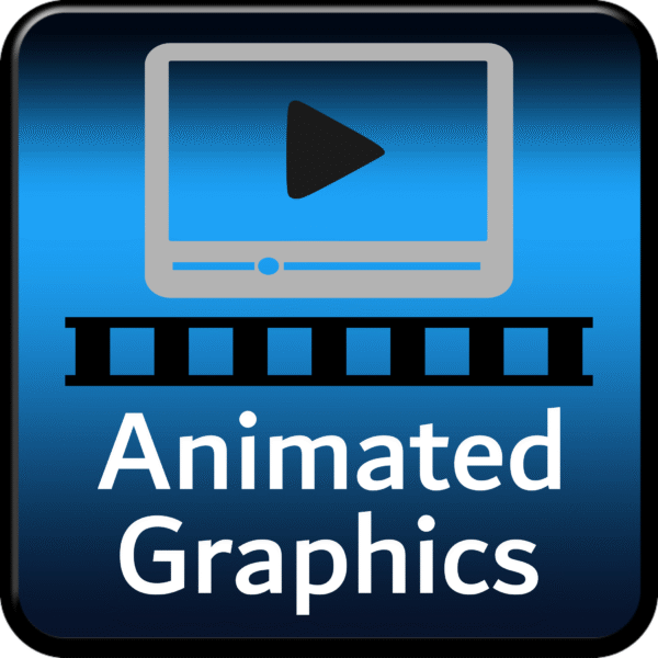 Play button icon on a digital screen representing animation and motion graphics services by Skywatch Signs