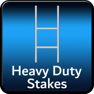 Blue icon showing reinforced double-line stake – for holding yard signs in tough outdoor conditions.