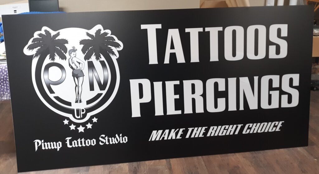 Custom Signage – polymetal-signs-skywatch-tattoos-piercings-exterior wall signs by Skywatch Signs.