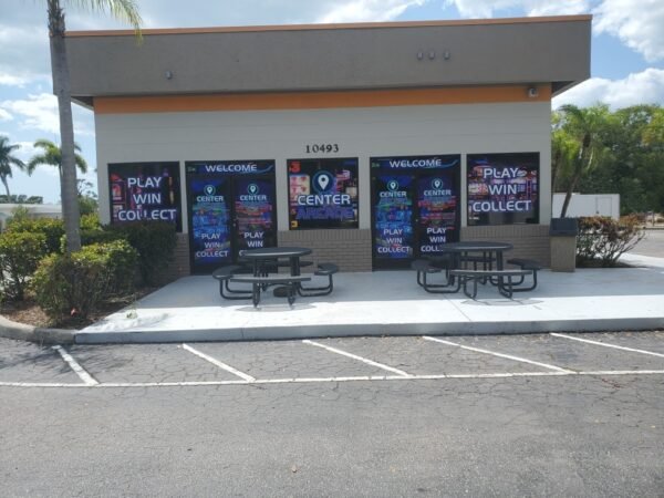 Custom Signage –storefront-vinyl-skywatch arcade center