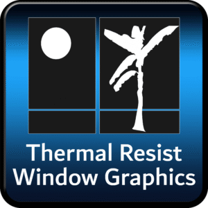 Icon showing stylized sun and window – represents UV-blocking and privacy window graphics.